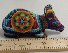 Vintage Collectible Native American Mexican Huichol Bead Art Armadillo Statue picture