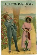 I'll Bet My Roll On You, Man And Woman Happily Talking At Flowery Path Postcard picture