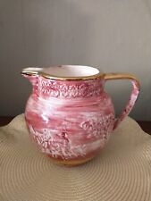 Beautiful Vintage 1975 Signed Rose And Gold Colored Pottery Pitcher. Hunting... picture