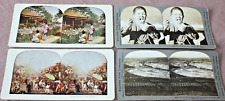 c.1900s 4 Stereoview Cards of  Japan, 2 color, 2 Black & White -All Great Images picture