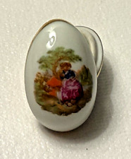 Vintage Limoges Porcelain Mini Egg Trinket Gold Trim ~ 1” Egg picture