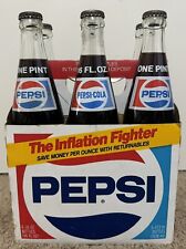 Vintage Pepsi 16oz 1pt Unopened Glass Bottle 6 Pack  “Inflation Fighter” 1981-82 picture