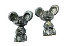 Pewter Mice Minature Mouse Tiny Figurines Big Ears Set of 2 Doll House Size picture
