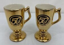 50th Anniversary Boeing gold painted Pedestal Coffee Cup 1966 Aviation Set picture