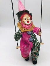 VINTAGE STRING PUPPET CLOWN ON SWING HANGING PORCELAIN FACE picture