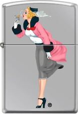 Zippo Iconic Vintage Windy Girl Gray Skirt High Polish Chrome Custom Lighter NEW picture