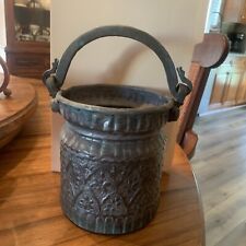 Antique Hand Wrought & Tooled Brass Tin Bucket Pail Irish? picture
