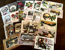 Lot of 22 Vintage~Christmas Postcards with Winter Snowy &  Cottage Scenes-k572 picture