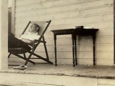 1Q Photograph Handsome Man Sleeping Napping House Porch 1920's Candid View  picture
