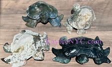 Wholesale Lot 4 PCs Natural Moss Agate Turtle Healing Energy 4.1-4.4Lbs picture