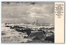 Saybrook Connecticut Postcard Breaking Waves Lighthouse Mouth Connecticut c1910 picture