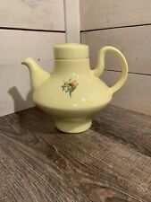Vintage Floral Teapot Painted Lid Spout Yellow Ceramic 1970’s picture
