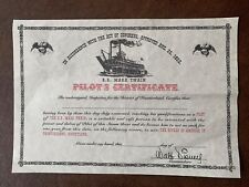 Unused Souvenir Pilot's Certificate Disneyland S. S. Mark Twain Parchment Type picture