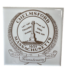 Art Tile Clemsford Massachusetts Tercentenary 1655-1955 6 in x 6 in VTG picture