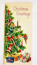 Lovely Vintage Decorated Tree And Gifts  Retro 1950s Christmas Card picture
