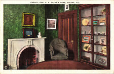 Library, Gen. U.S. Grant's Home, Galena Ill. Postcard E.W. Kempter Unposted picture