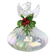 Large LED Iridescent Angel w/Holly picture