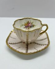 1850 EB Foley Bone China Tea Cup/Saucer #3611 / Pink w/Gold Gilt & Rose Flowers picture