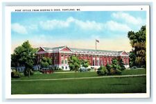 c1937 Post Office from Deering's Oaks, Portland Maine ME Vintage Postcard  picture