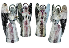 set of 4 vtg metal angels silver tone  Christmas decor 3
