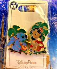 🌴 Lilo And Stitch Two Piece Heart Pin With Palm Trees - Disney Parks Hinged Pin picture