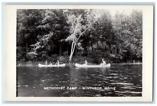 c1950's Methodist Camp Mechuwana Canoe Winthrop Maine ME Photo RPPC Postcard picture