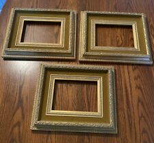 Stunning Set of 3 VTG Gold Ornate Regency Wood Frames w/Gold Velvet-5