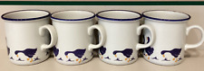 CIPA Porcellana Italy Vintage 1980s White Cobalt Blue Geese Mugs 9 oz set of 4 picture
