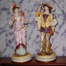 Set of 2 Ca. 1930 German Kister Porcelain Falconer & Woman w/ Squirrel Figurines picture