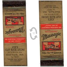 Vintage Matchbook Cover Joes Cutrate Store Grand Rapids MI 1940s Massagic Shoes picture