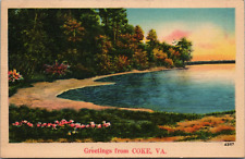 Greetings from Coke Virginia Postmark 1946 Defunct Gloucester Co. Town Postcard picture