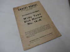 Vintage International Harvester McCormick Wide Type Disk Harrow No. 18-A  Manual picture
