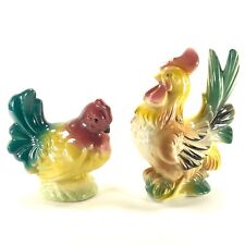 2pc Set VTG Ceramic Rooster and Hen Figures Farm Farmhouse Country 5-7-in AS IS picture