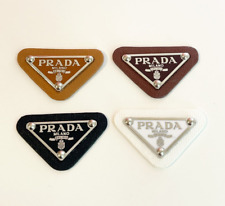 Prada Triangle Silver Leather Pendant  | Bundle set of 4 (Black, White, Brown) picture
