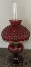 Aladdin Ruby Red Beehive Oil Kerosene Lamp Chimney & Fenton Diamond Quilt Shade picture