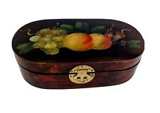 Vintage Wooden Box Hand Painted Oval Hinged  5