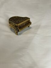 VTG Avon Golden Embossed Baby Grand Piano Ornate Solid Perfume Container Box picture