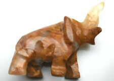 Elephant Hand Carved Brown Amber Honey Red Jade Partly Semi-Translucent Truck Up picture