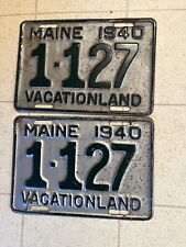 MAINE LICENSE PLATE PAIR VINTAGE 1940 LOW NUMBER 1-127 picture