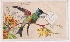 Original Victorian Christmas card humming bird ? with Christmas message c 1880's picture