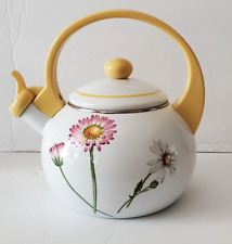 Villeroy & Boch French Garden Floral Enameled Metal Whistling Tea Kettle Yellow picture