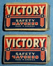 Antique WW2 Era Victory Safety Matches Slide Boxes x2 w/ Cute Terrier Dog Images picture