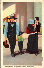 Postcard Lancaster County Pennsylvania - Amish Family (Drawing) - 1939 picture