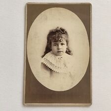 Antique Cabinet Card Photo Adorable Curly Haired Little Girl Gallipolis OH ID picture