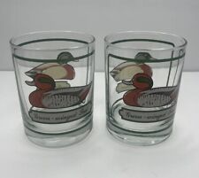 Vintage Libbey Mallard Green Winged Teal Duck Drinking 4'' Tall Glass Cup Set picture