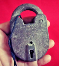 Rare Collectible Old Vintage Handmade Original Iron Aligarh Padlock with Key Q13 picture