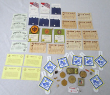 VINTAGE BOY SCOUTS LOT TOTIN' CHIP, PINS, THERMOMETER, TOKENS, EPHEMERA CARDS picture