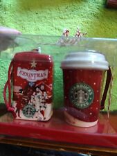 2007 Starbucks Ornaments Tumbler & Coffee Christmas Blend Set of 2, NIB. 3