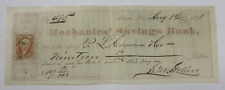 Antique 1871 Cancelled Check ALTOONA, PENNSYLVANIA Bank Vintage w/ Revenue Stamp picture