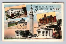 Springfield MA-Massachusetts General Greetings Landmarks Vintage c1918 Postcard picture